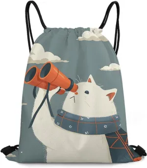 Bundle Pocket, Wearing Orange Binoculars Print Drawstring Bag Gym Drawstring Bag Versatile Sports Bag Travel Drawstring Bag Gym Backpack