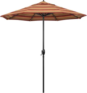 California Umbrella 7.5' Rd Aluminum Patio Umbrella, Crank Lift, Auto Tilt, Black Finish