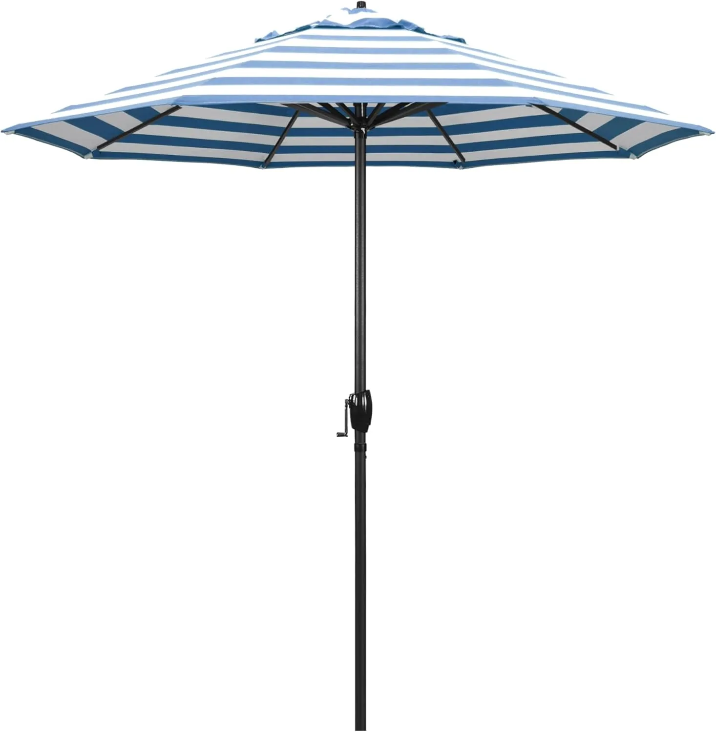 California Umbrella 7.5' Rd Aluminum Patio Umbrella, Crank Lift, Auto Tilt, Black Finish