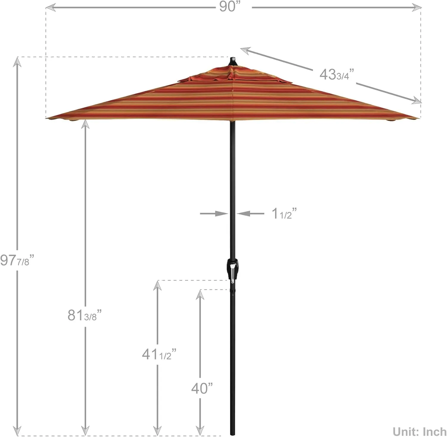 California Umbrella 7.5' Rd Aluminum Patio Umbrella, Crank Lift, Auto Tilt, Black Finish