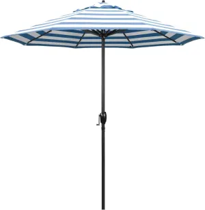 California Umbrella 7.5' Rd Aluminum Patio Umbrella, Crank Lift, Auto Tilt, Black Finish