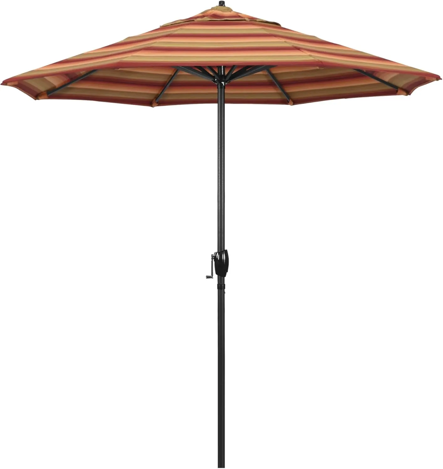 California Umbrella 7.5' Rd Aluminum Patio Umbrella, Crank Lift, Auto Tilt, Black Finish