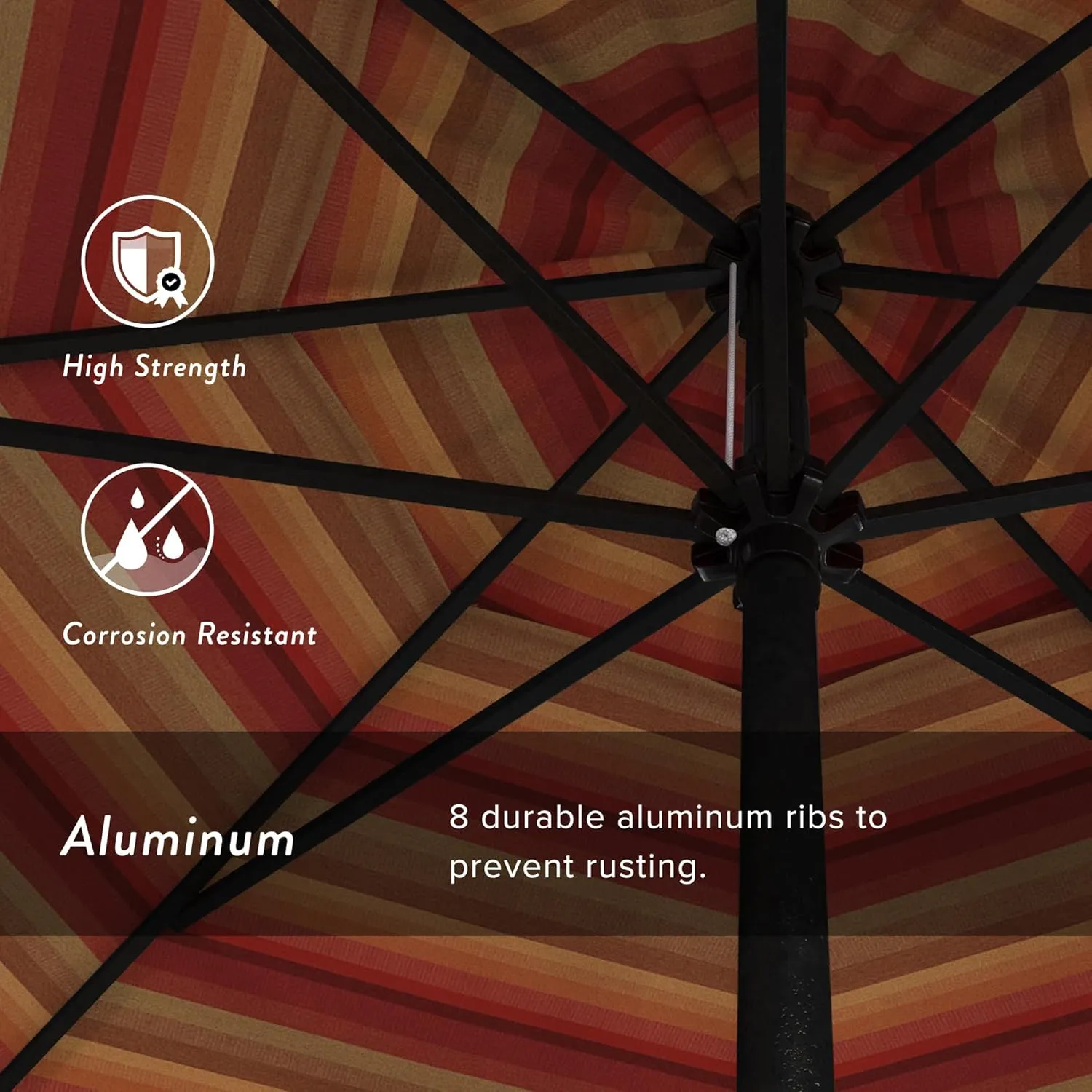 California Umbrella 7.5' Rd Aluminum Patio Umbrella, Crank Lift, Auto Tilt, Black Finish