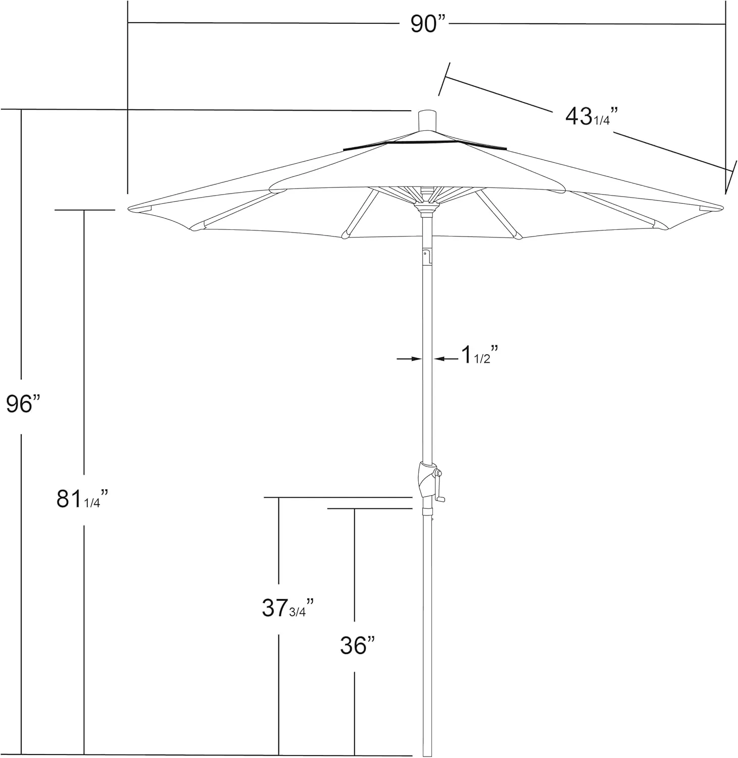 California Umbrella 7.5' Round Aluminum Market Umbrella, Crank Lift, Push Button Tilt, Bronze Pole, Olefin Champagne