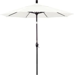 California Umbrella 7.5' Round Aluminum Market Umbrella, Crank Lift, Push Button Tilt, Bronze Pole, Sunbrella Canvas