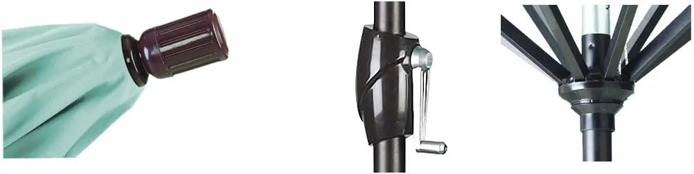 California Umbrella 7.5' Round Aluminum Market Umbrella, Crank Lift, Push Button Tilt, Bronze Pole, Sunbrella Canvas