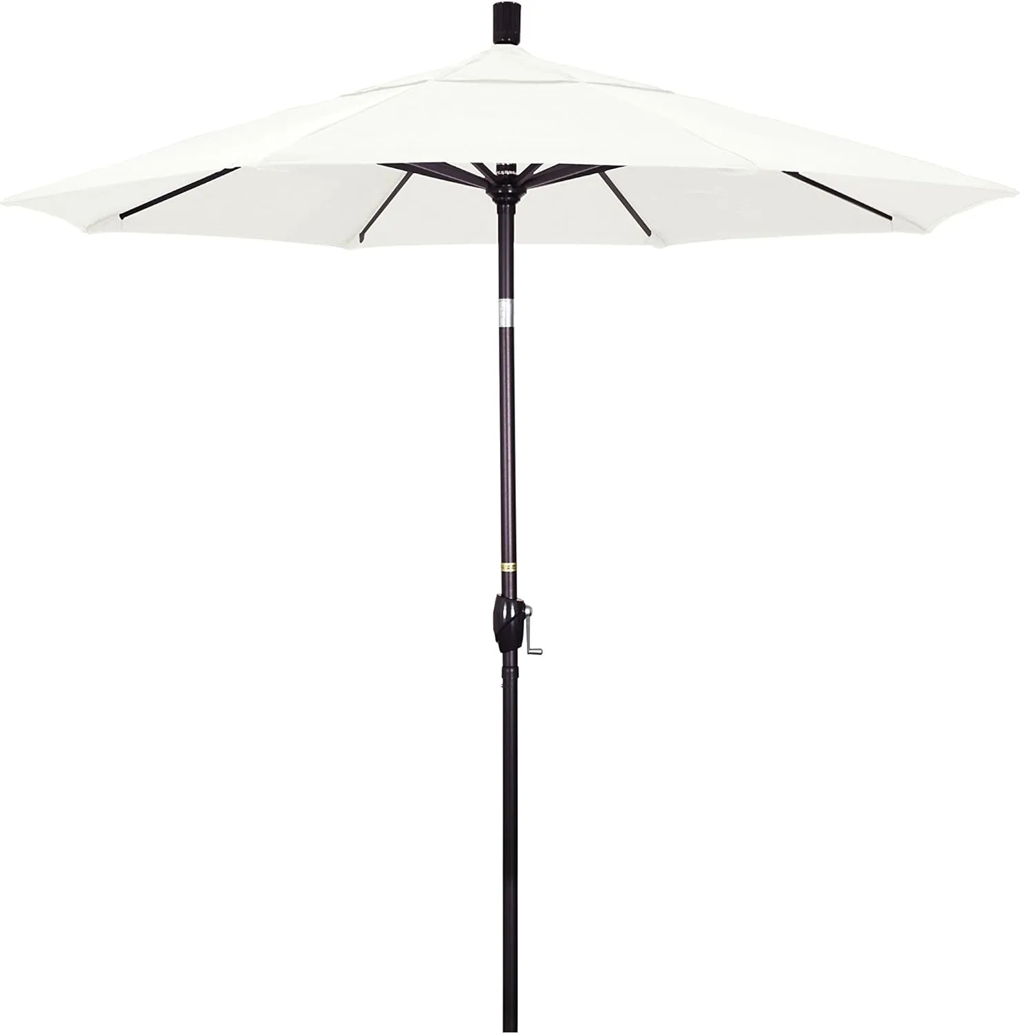 California Umbrella 7.5' Round Aluminum Market Umbrella, Crank Lift, Push Button Tilt, Bronze Pole, Sunbrella Canvas