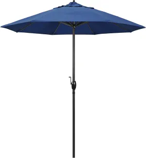 California Umbrella 7.5' Round Sunbrella Aluminum Outdoor Deck, Pool or Patio Umbrella, Crank Lift, Auto Tilt, Bronze Pole, Regatta