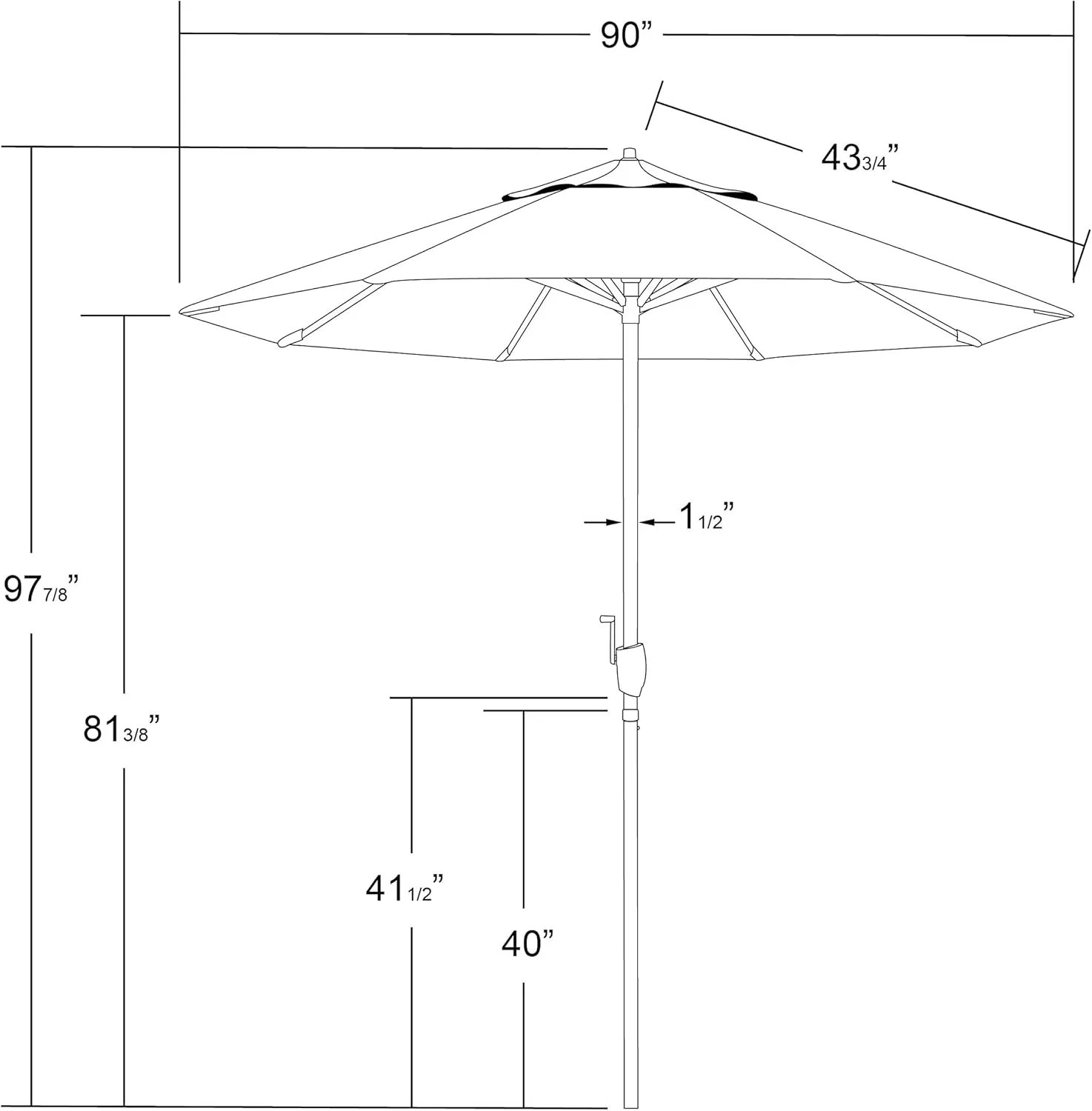 California Umbrella 7.5' Round Sunbrella Aluminum Outdoor Deck, Pool or Patio Umbrella, Crank Lift, Auto Tilt, Bronze Pole, Regatta