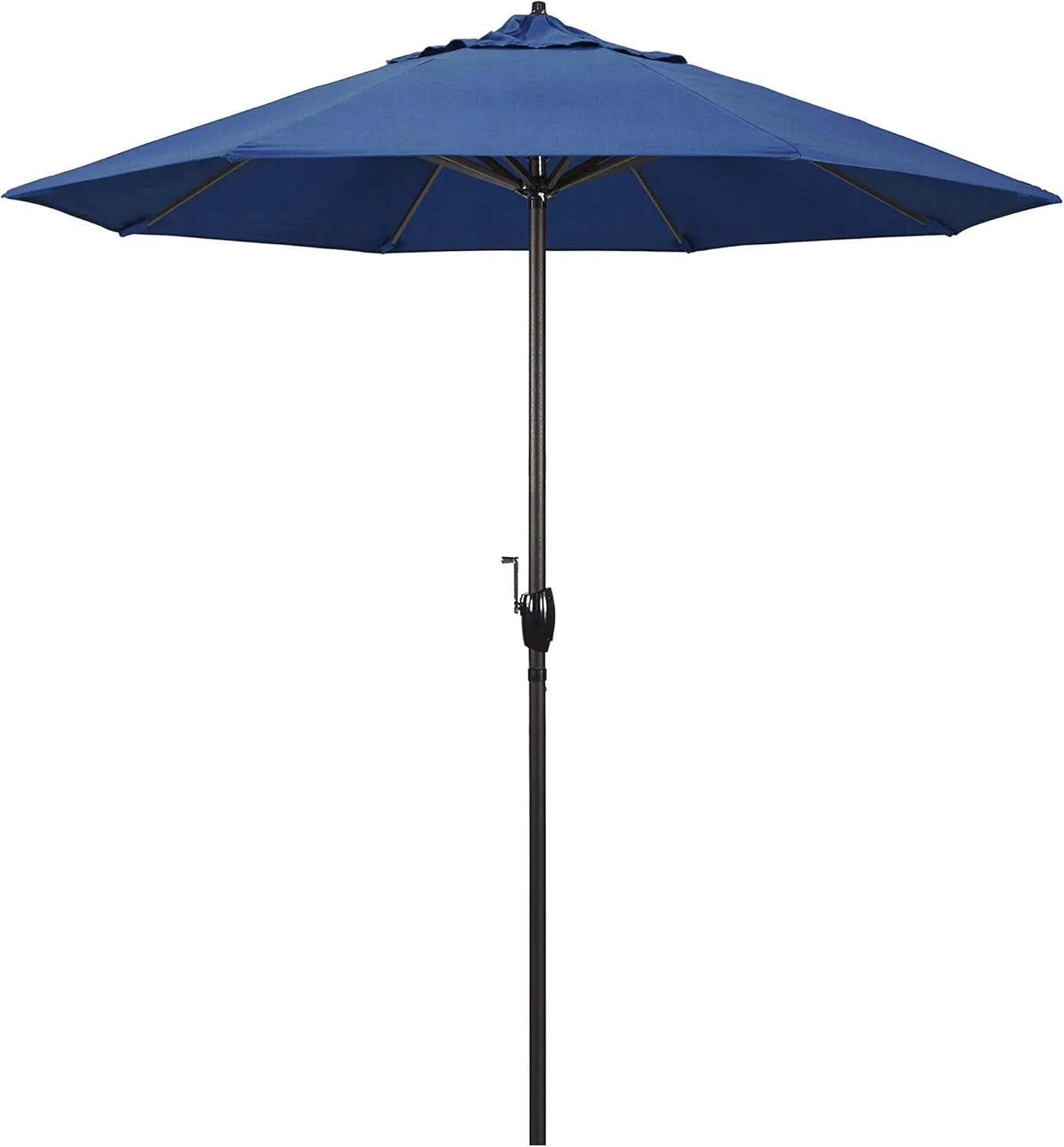 California Umbrella 7.5' Round Sunbrella Aluminum Outdoor Deck, Pool or Patio Umbrella, Crank Lift, Auto Tilt, Bronze Pole, Regatta