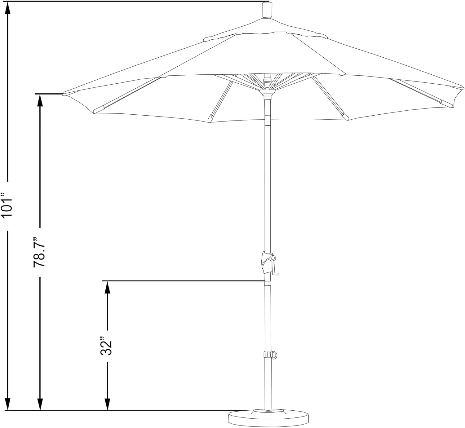 California Umbrella 9' Rd Pacific Trail Series Aluminum Patio Umbrella, Crank Lift, Push Button Tilt, Bronze Finish