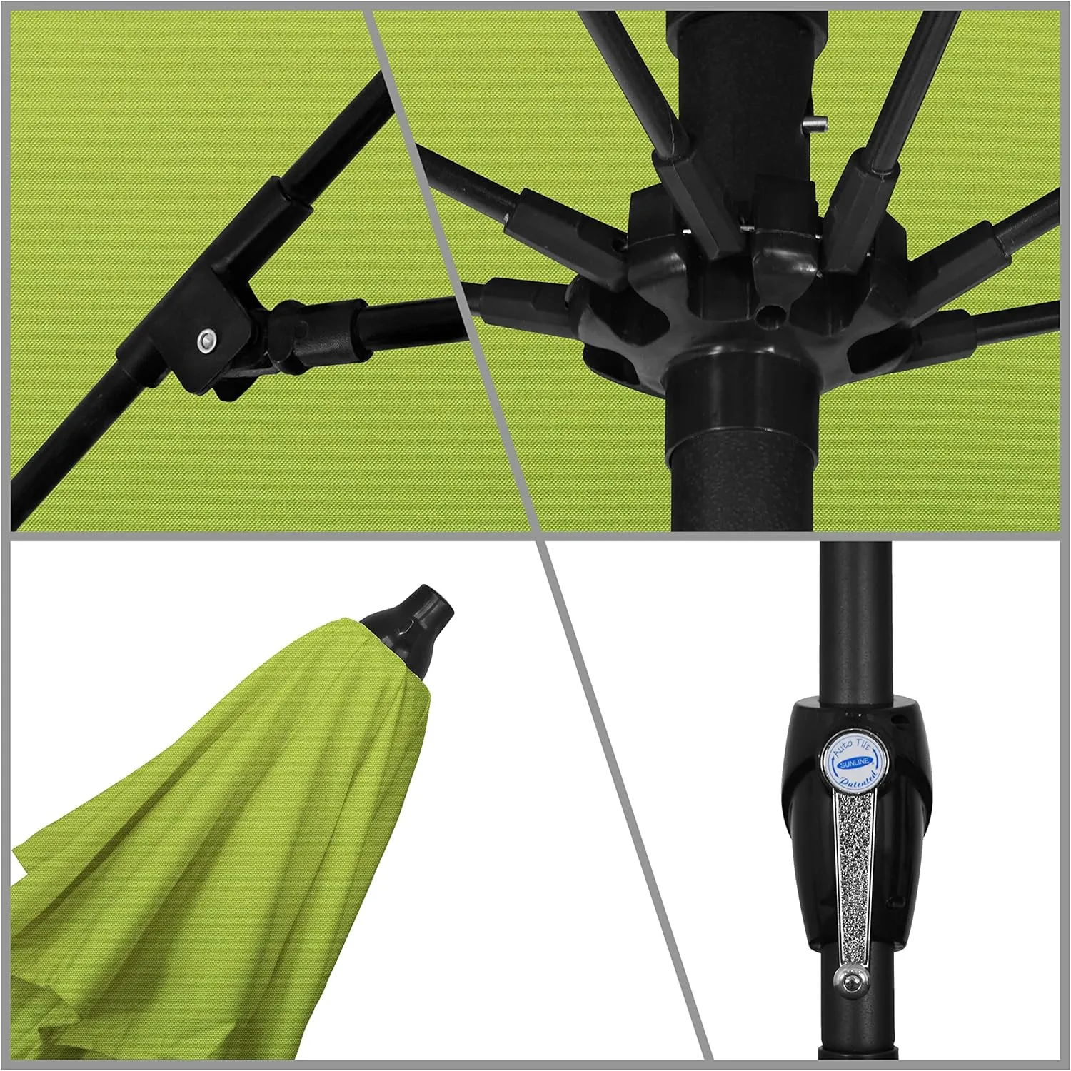 California Umbrella 9' Rd Sunbrella Aluminum Patio Umbrella, Crank Lift, Auto Tilt, Bronze Pole, Macaw