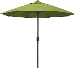 California Umbrella 9' Rd Sunbrella Aluminum Patio Umbrella, Crank Lift, Auto Tilt, Bronze Pole, Macaw