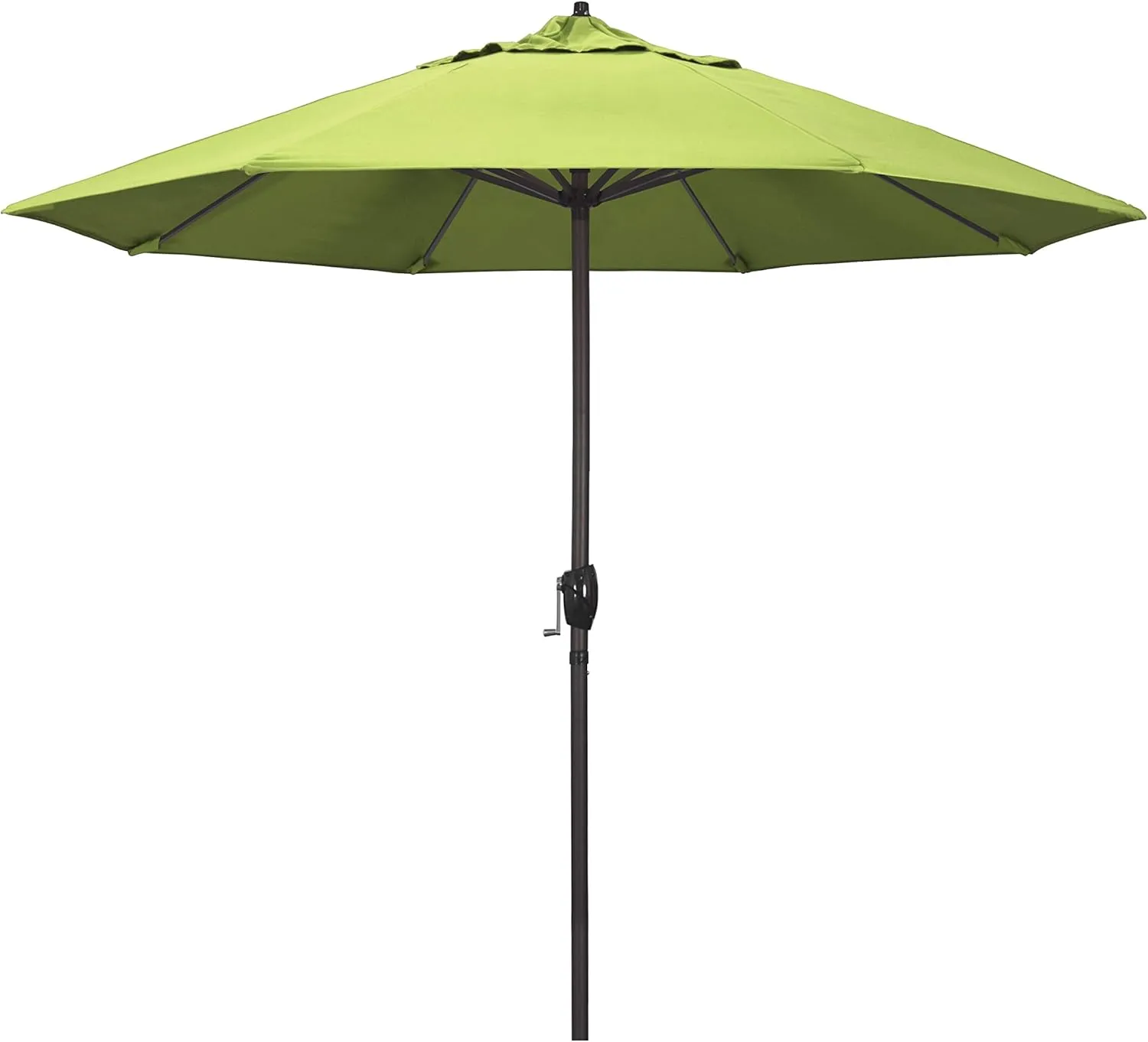 California Umbrella 9' Rd Sunbrella Aluminum Patio Umbrella, Crank Lift, Auto Tilt, Bronze Pole,Parrot Fabric