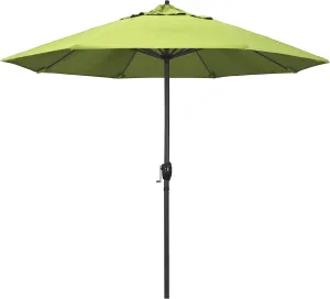 California Umbrella 9' Rd Sunbrella Aluminum Patio Umbrella, Crank Lift, Auto Tilt, Bronze Pole,Parrot Fabric