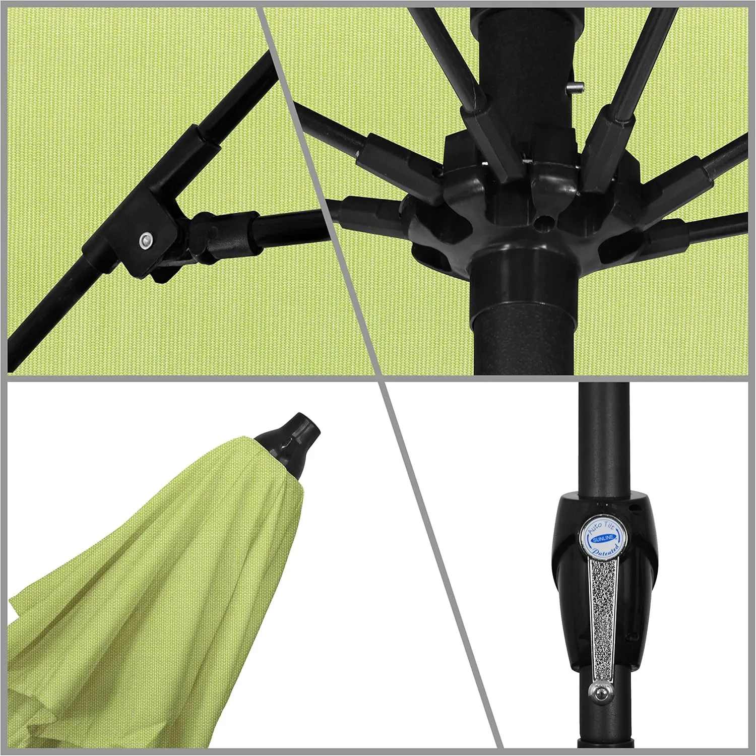 California Umbrella 9' Rd Sunbrella Aluminum Patio Umbrella, Crank Lift, Auto Tilt, Bronze Pole,Parrot Fabric