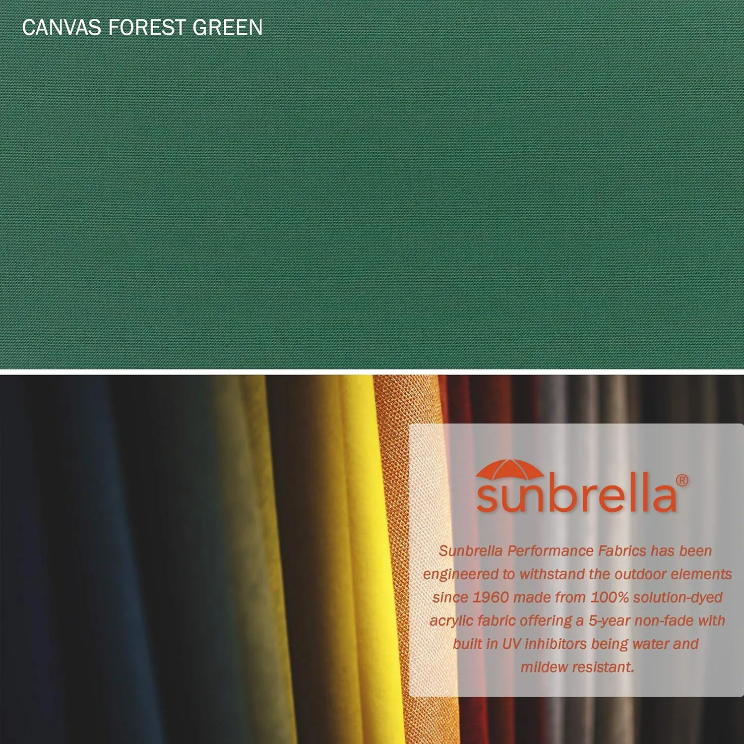California Umbrella 9' Round Aluminum/Fiberglass Umbrella, Push Open, Silver Pole, Sunbrella Forest Green