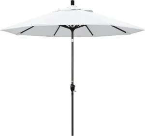 California Umbrella GSPT908302-F04 9' Round Aluminum Market, Crank Lift, Push Button Tilt, Black Pole, White Olefin Patio Umbrella, 9-Feet