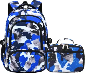 Camo Backpack Set with Lunch Bag Lightweight Waterproof School Backpack Bookbag for Boys Girls