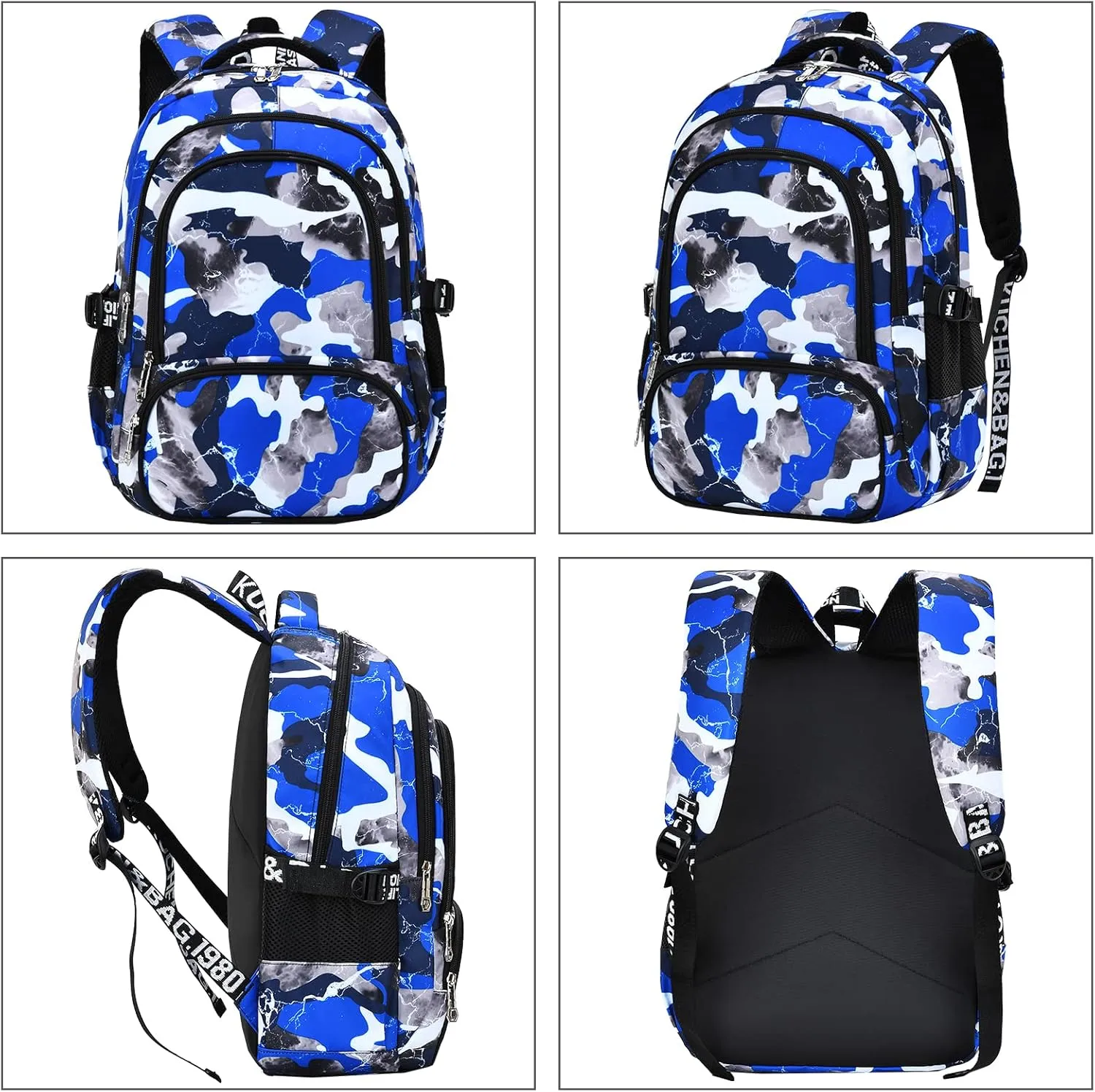 Camo Backpack Set with Lunch Bag Lightweight Waterproof School Backpack Bookbag for Boys Girls