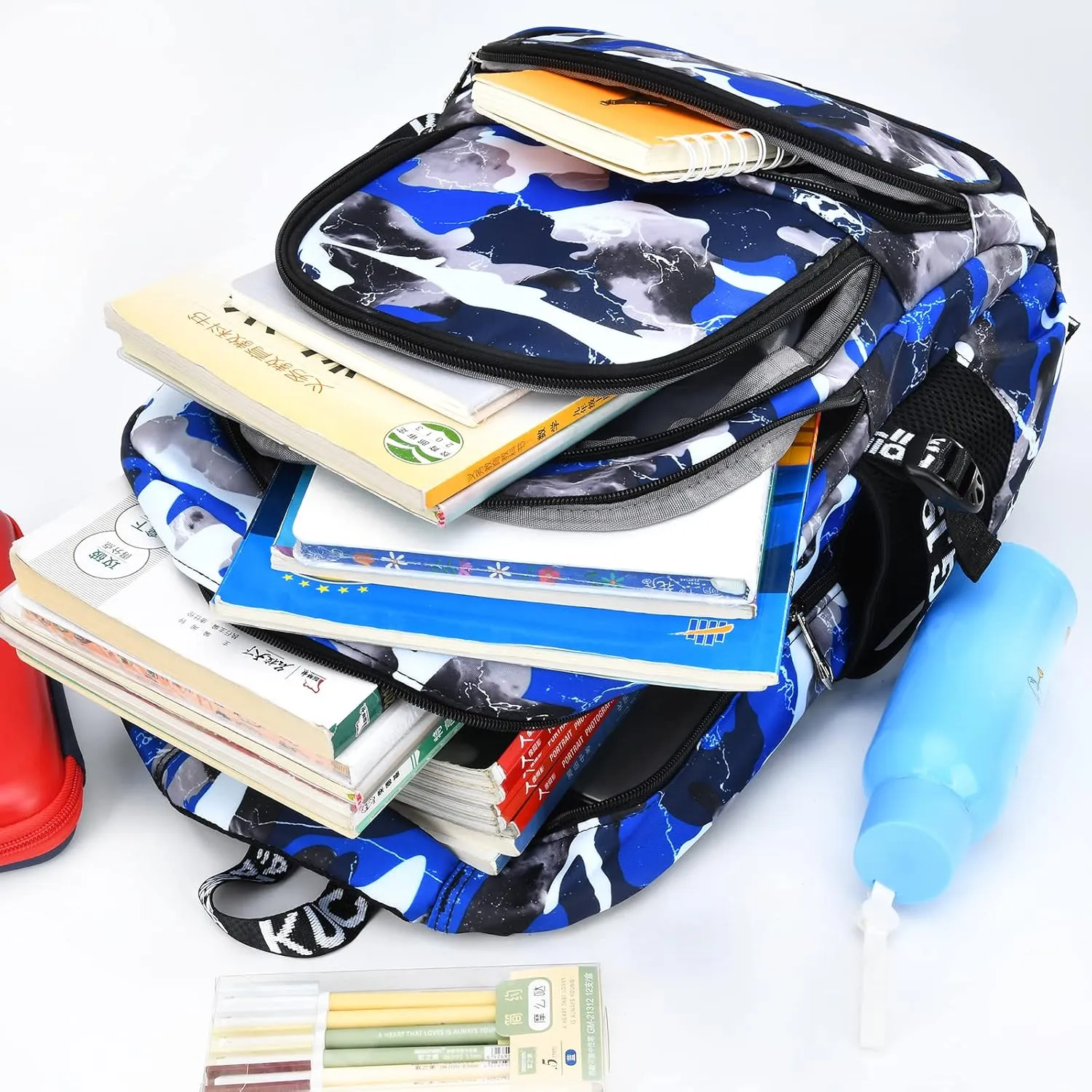 Camo Backpack Set with Lunch Bag Lightweight Waterproof School Backpack Bookbag for Boys Girls