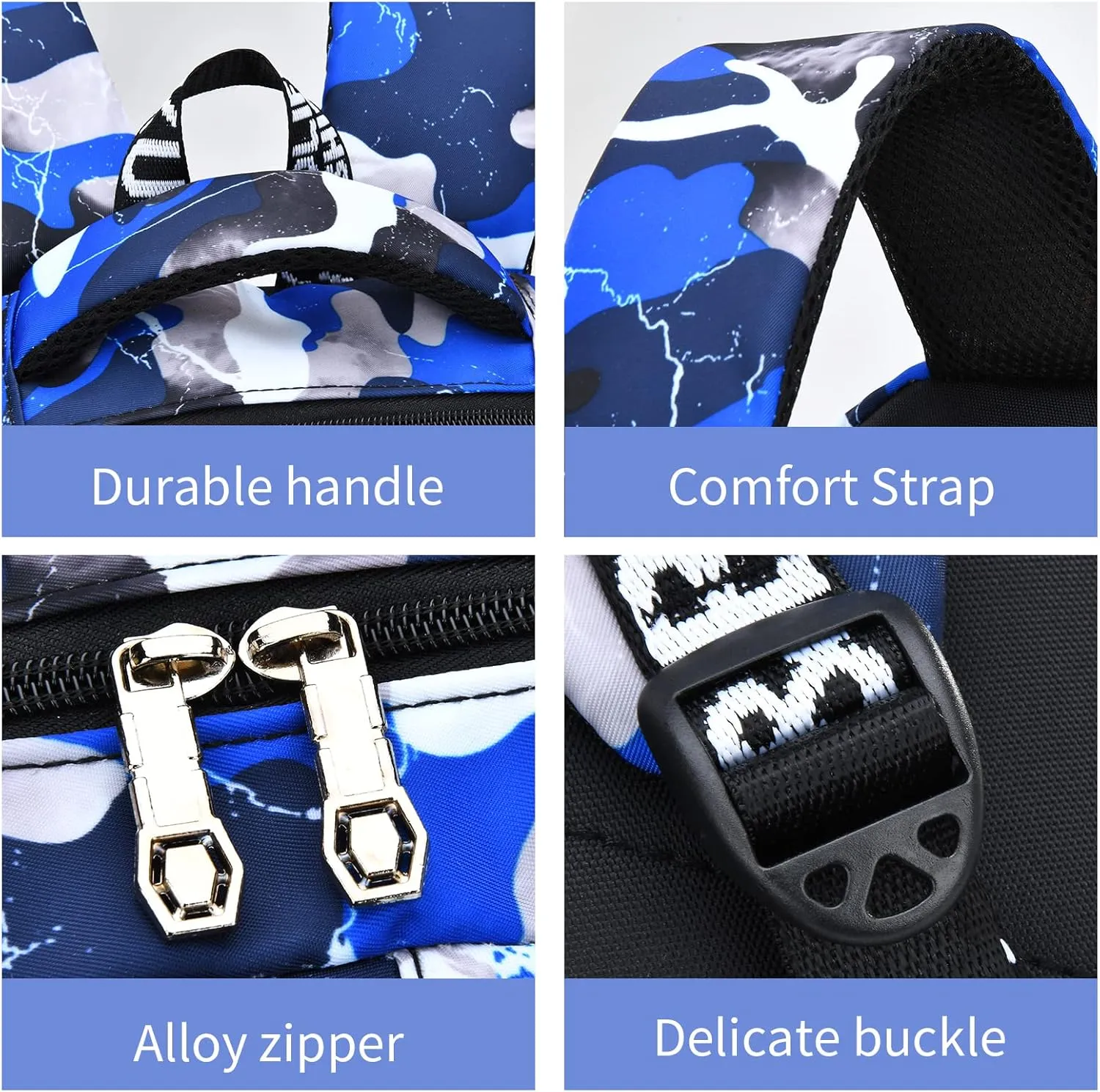 Camo Backpack Set with Lunch Bag Lightweight Waterproof School Backpack Bookbag for Boys Girls