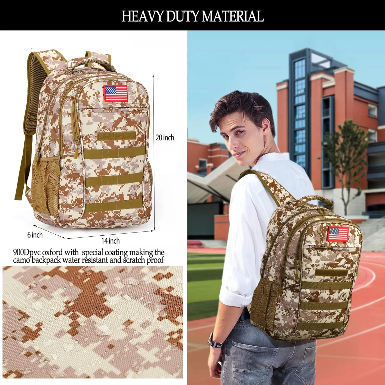 Camo Backpack,Boys Backpack for Scool Military,40L Army Bookbag Waterproof for Middle Elementary