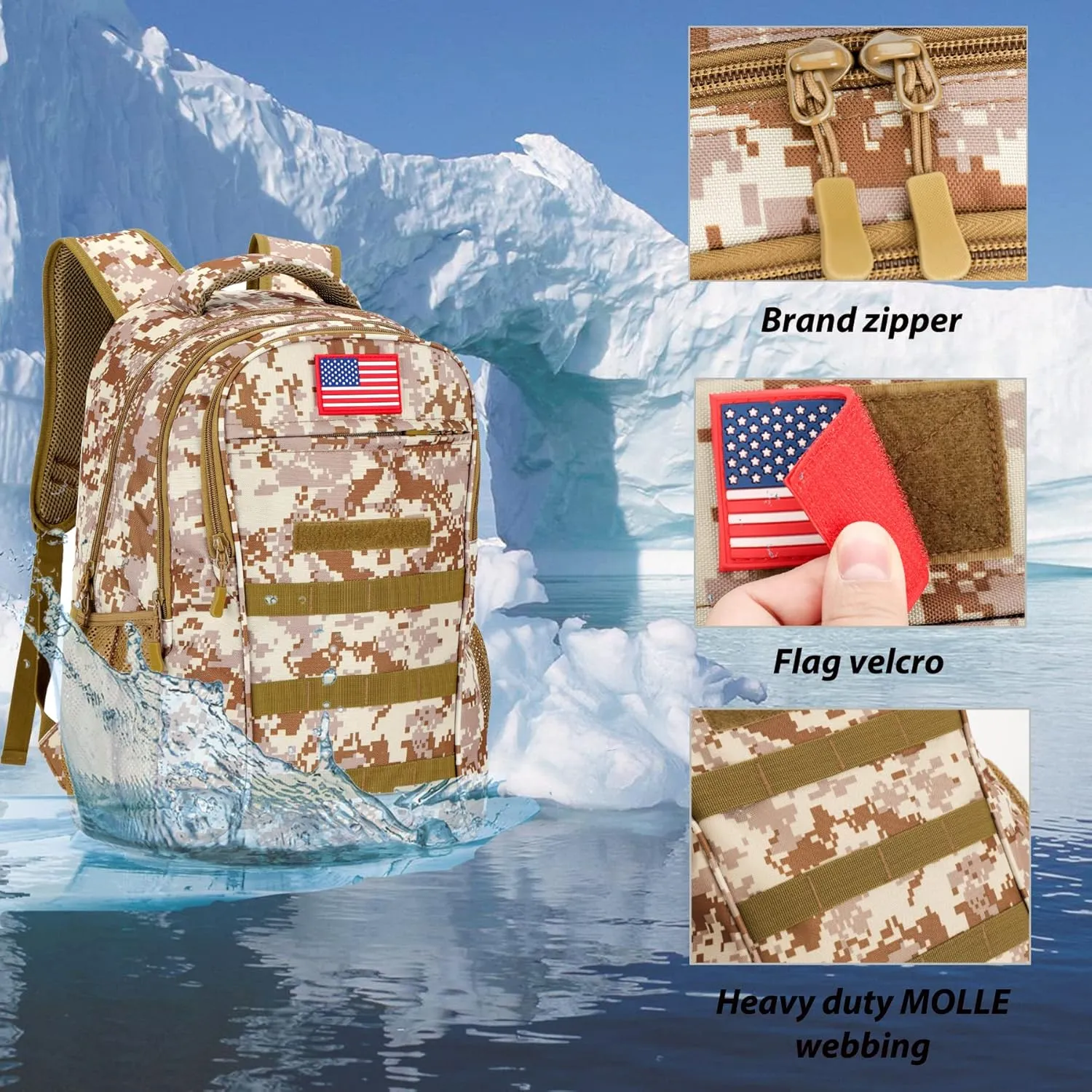 Camo Backpack,Boys Backpack for Scool Military,40L Army Bookbag Waterproof for Middle Elementary