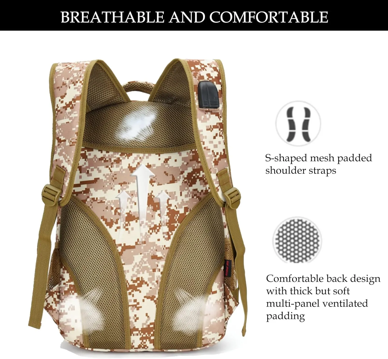 Camo Backpack,Boys Backpack for Scool Military,40L Army Bookbag Waterproof for Middle Elementary