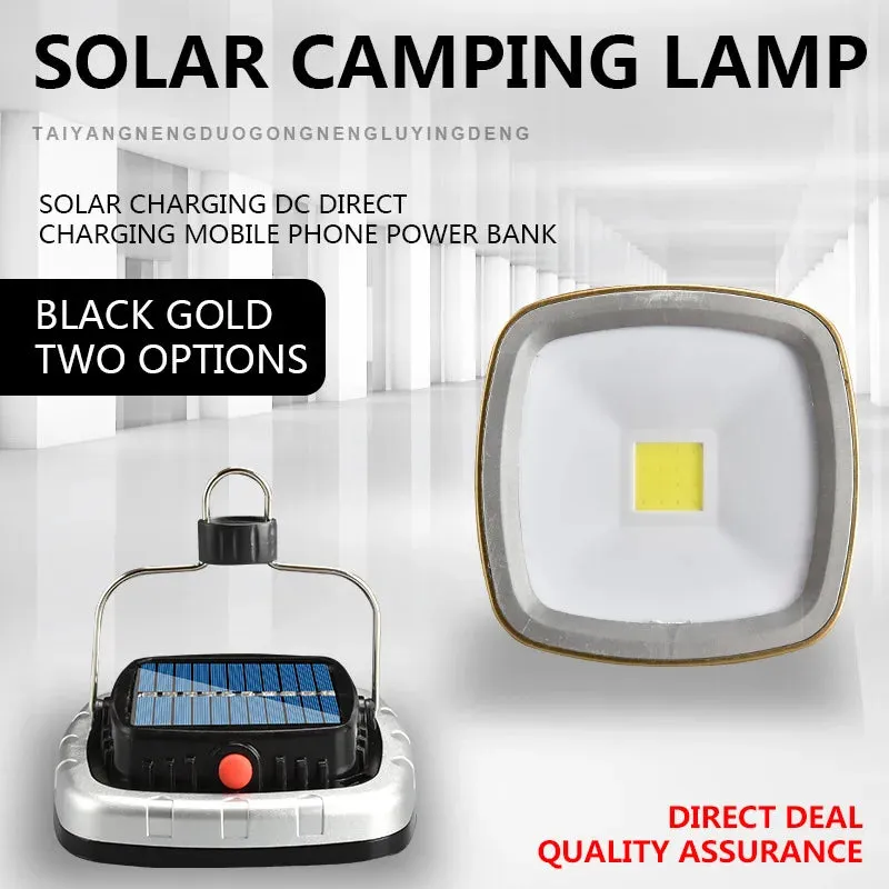 Camping Lanterns COB Solar Tent Lamp - Portable USB Rechargeable Battery Hanging Hook Light