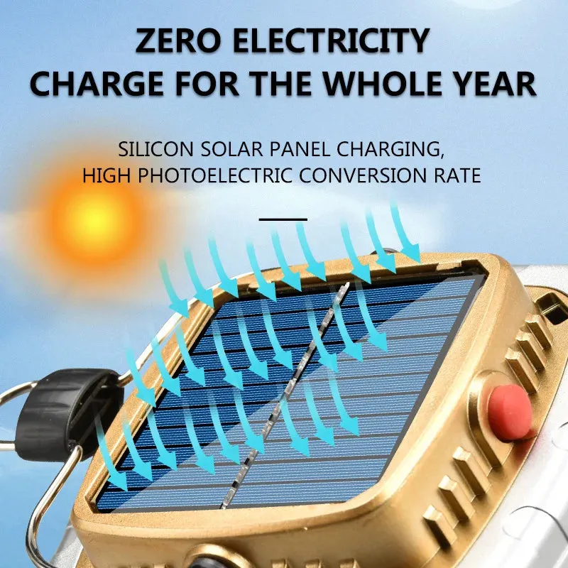 Camping Lanterns COB Solar Tent Lamp - Portable USB Rechargeable Battery Hanging Hook Light