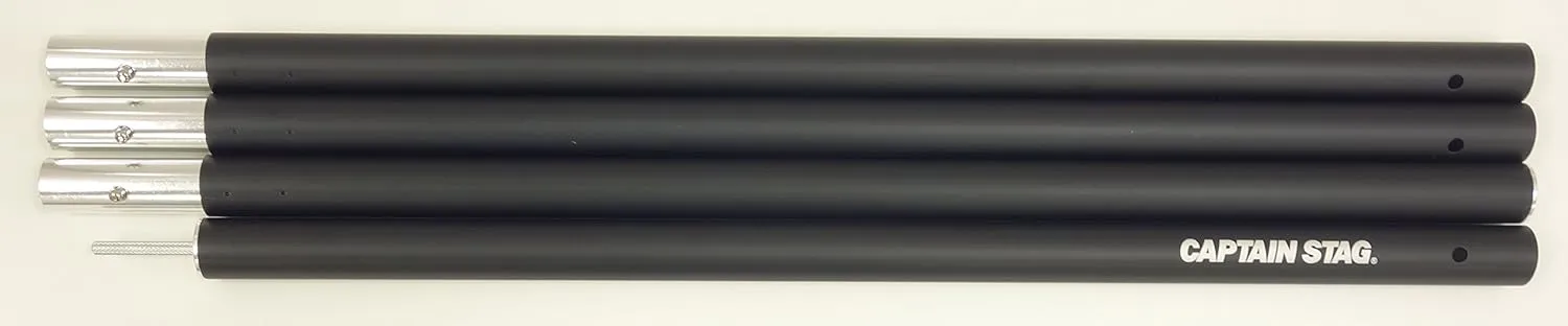 Captain Stag UA-4511 / UA-4512 / UA-4513 Tent Tarp Parts, Pole, Aluminum Joint Pole, Set of 4, Black