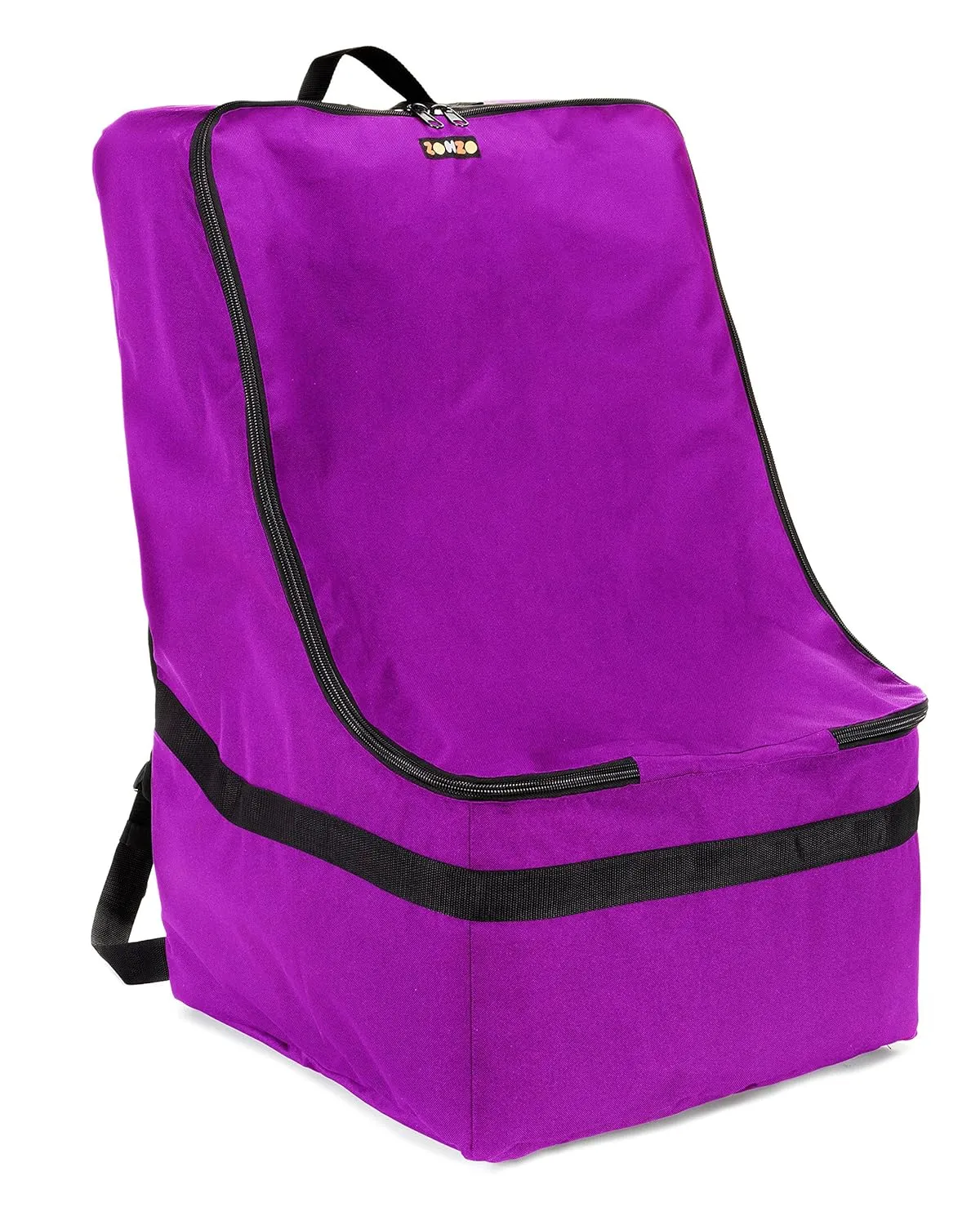 Car Seat Travel Bag — Adjustable, Padded Backpack for Car Seats — Car Seat Travel Tote (Purple With Black Trim)