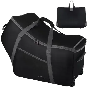 Car Seat Travel Bag with Wheels Fits All Nuna Pipa car seat and Base, Chicco Keyfit 35 and Anti-rebound Bar Base, Doona travel bag, Padded Infant Gate Check Bag with side pocket, Bumper Feet