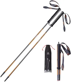 Carbon Fiber Trekking Poles 2 pcs - Shock-Absorbent,Adjustable, Collapsible,Ultralight Walking & Running Sticks Hiking Pole for Hiking, Camping, Mountaining, Backpacking, Trekking