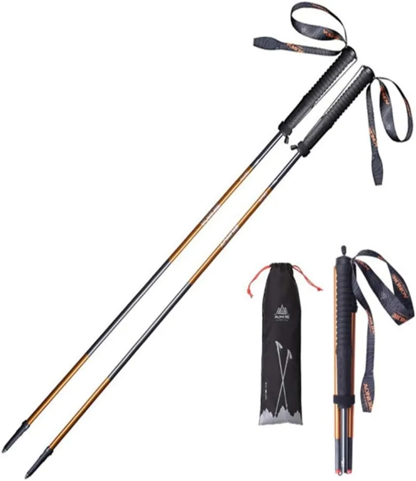 Carbon Fiber Trekking Poles 2 pcs - Shock-Absorbent,Adjustable, Collapsible,Ultralight Walking & Running Sticks Hiking Pole for Hiking, Camping, Mountaining, Backpacking, Trekking