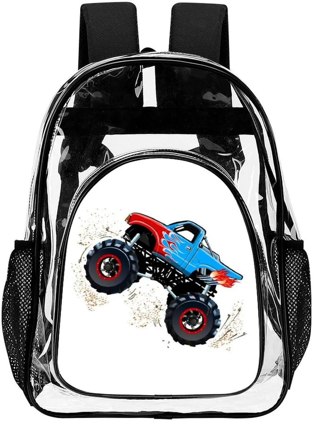 Cartoon Monster Truck Clear Backpack Heavy Duty Clear Backpack for Sport Event Concert Festival