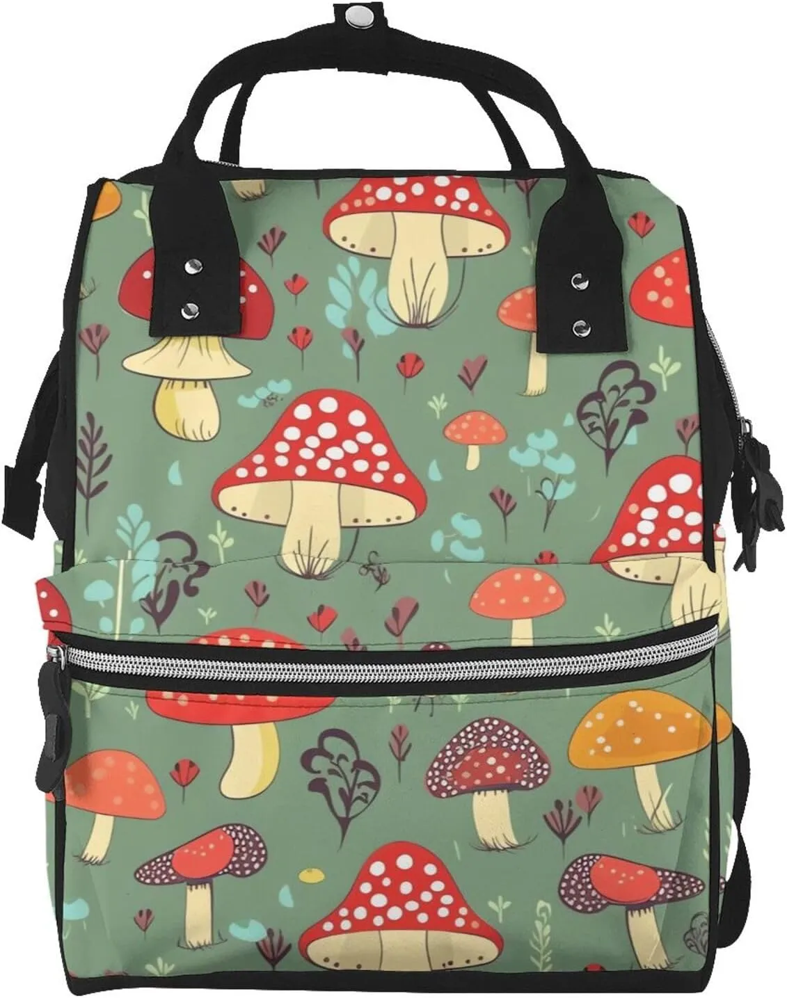 Cartoon Mushrooms Diaper Bag Essentials Travel Tote Nappy Backpack Large Capacity Mummy Backpack Multifunction Waterproof Teacher Nurse Bag 15.7 inch Work laptop Bags