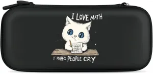 Cats Love Math Compatible with Switch Carrying Case Hard Travel Game Bag Pouch with 15 Games Accessories