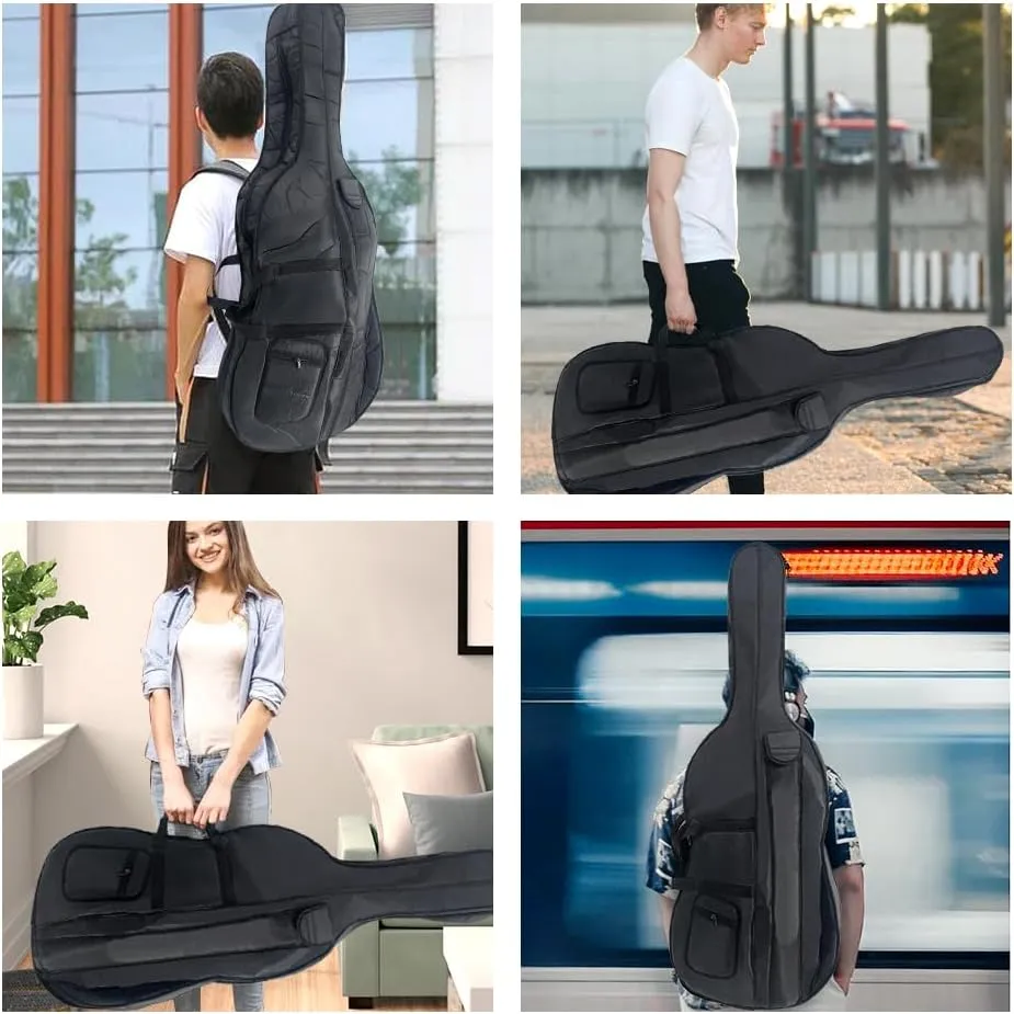 Cello Gig Bag 4/4 Full Size Cello Soft Bag 1/2 1/4 1/8 Waterproof Cello Soft Case Travel 3/4 Cello Bag with Multiple Pockets & Handle & Adjustable Back Straps Cello Backpack