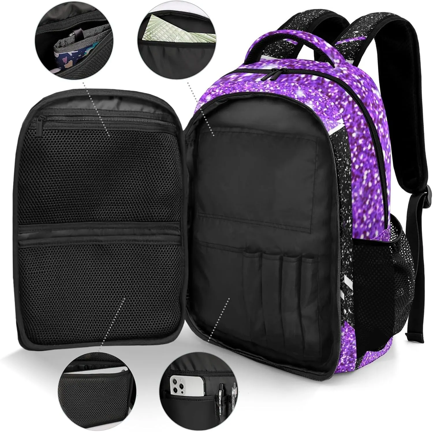 Cheer Cheerleader Backpack Cheerleading Bags Custom Name Book Bag for Cheer Team Coaches Gift (Purple)