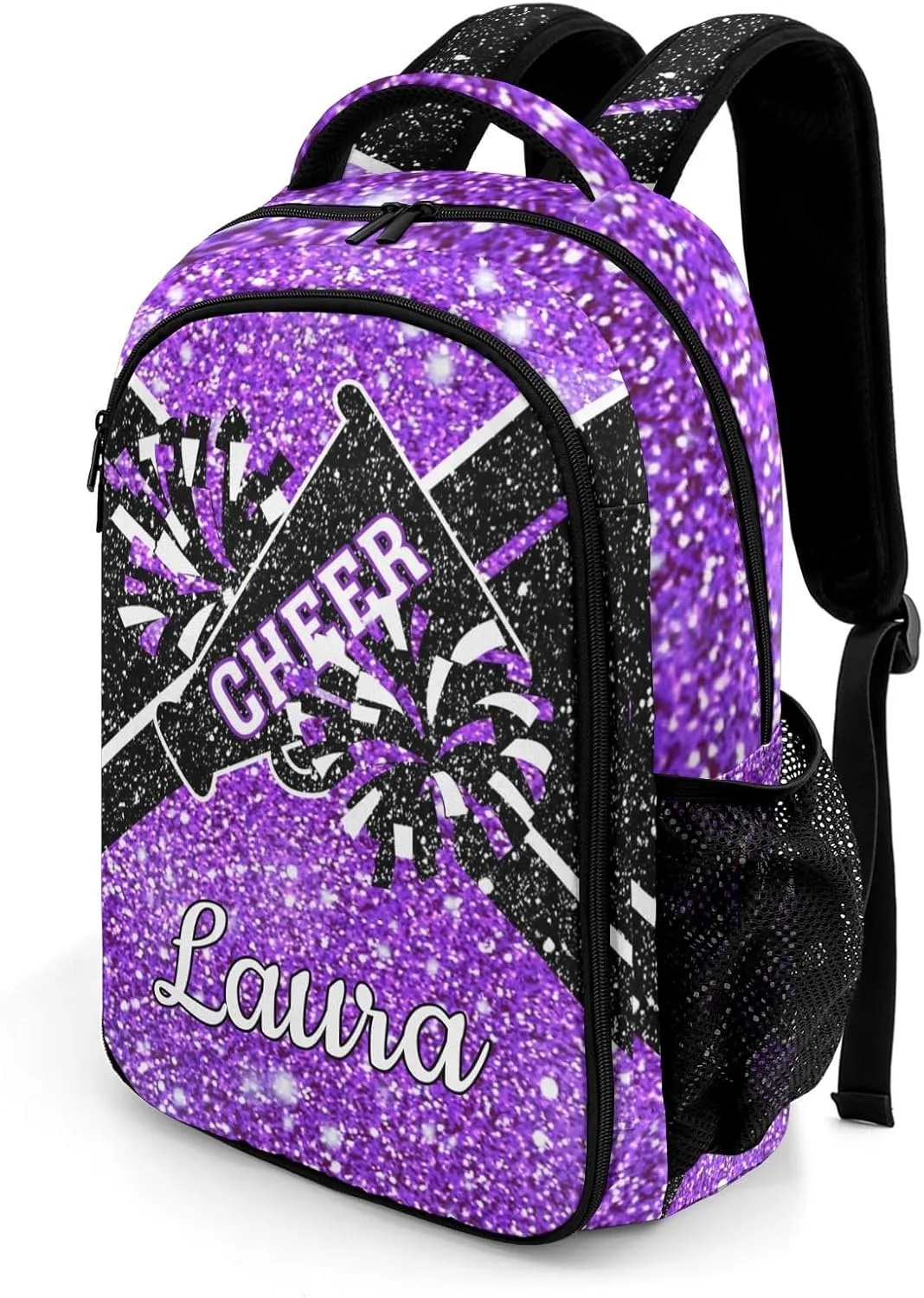 Cheer Cheerleader Backpack Cheerleading Bags Custom Name Book Bag for Cheer Team Coaches Gift (Purple)