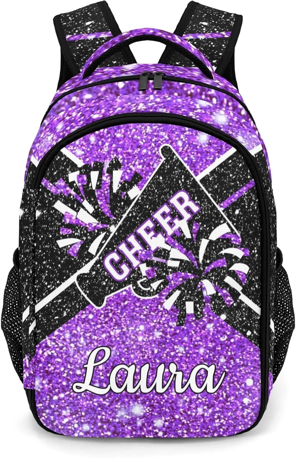Cheer Cheerleader Backpack Cheerleading Bags Custom Name Book Bag for Cheer Team Coaches Gift (Purple)