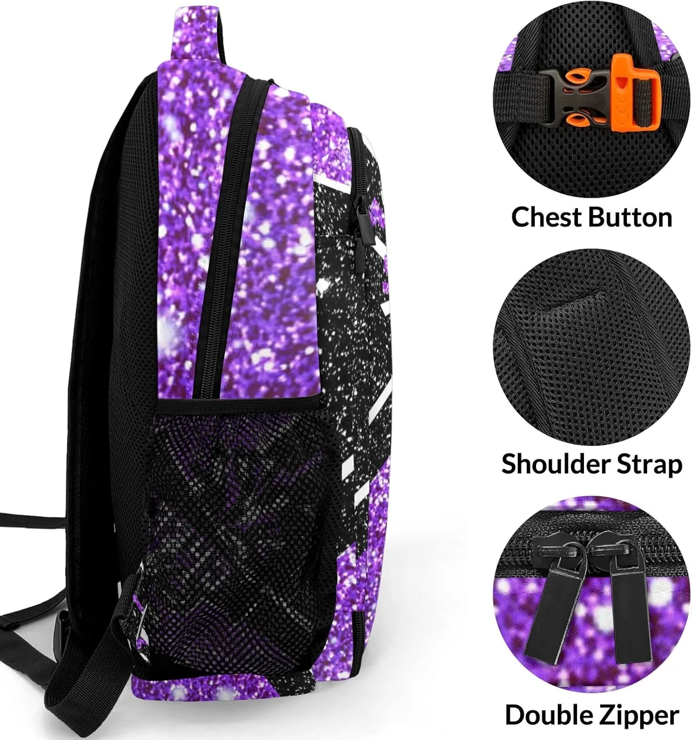 Cheer Cheerleader Backpack Cheerleading Bags Custom Name Book Bag for Cheer Team Coaches Gift (Purple)