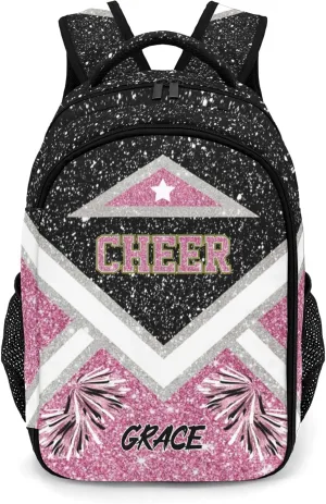 Cheer Cheerleader Black Pink School Bag Waterproof Shoulder Laptop Bags for Women Men Travel Hiking Gift