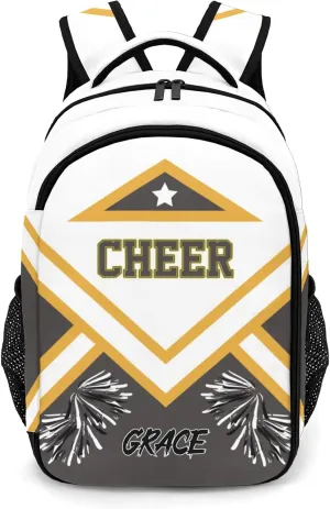 Cheer Cheerleader Grey School Backpack Waterproof Shoulder Laptop Bag for Sport Competition Training Coach Gift