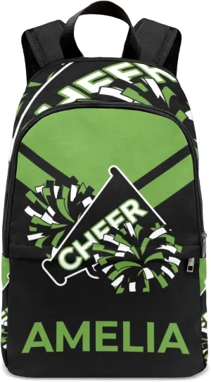 Cheerleader Green 1 Personalized Backpack for Teen Boys Girls,Custom Travel Backpack Bookbag Casual Bag Name Gift