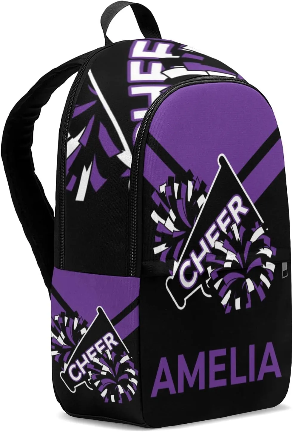 Cheerleader Purple Personalized Backpack for Teen Boys Girls,Custom Travel Backpack Bookbag Casual Bag Name Gift