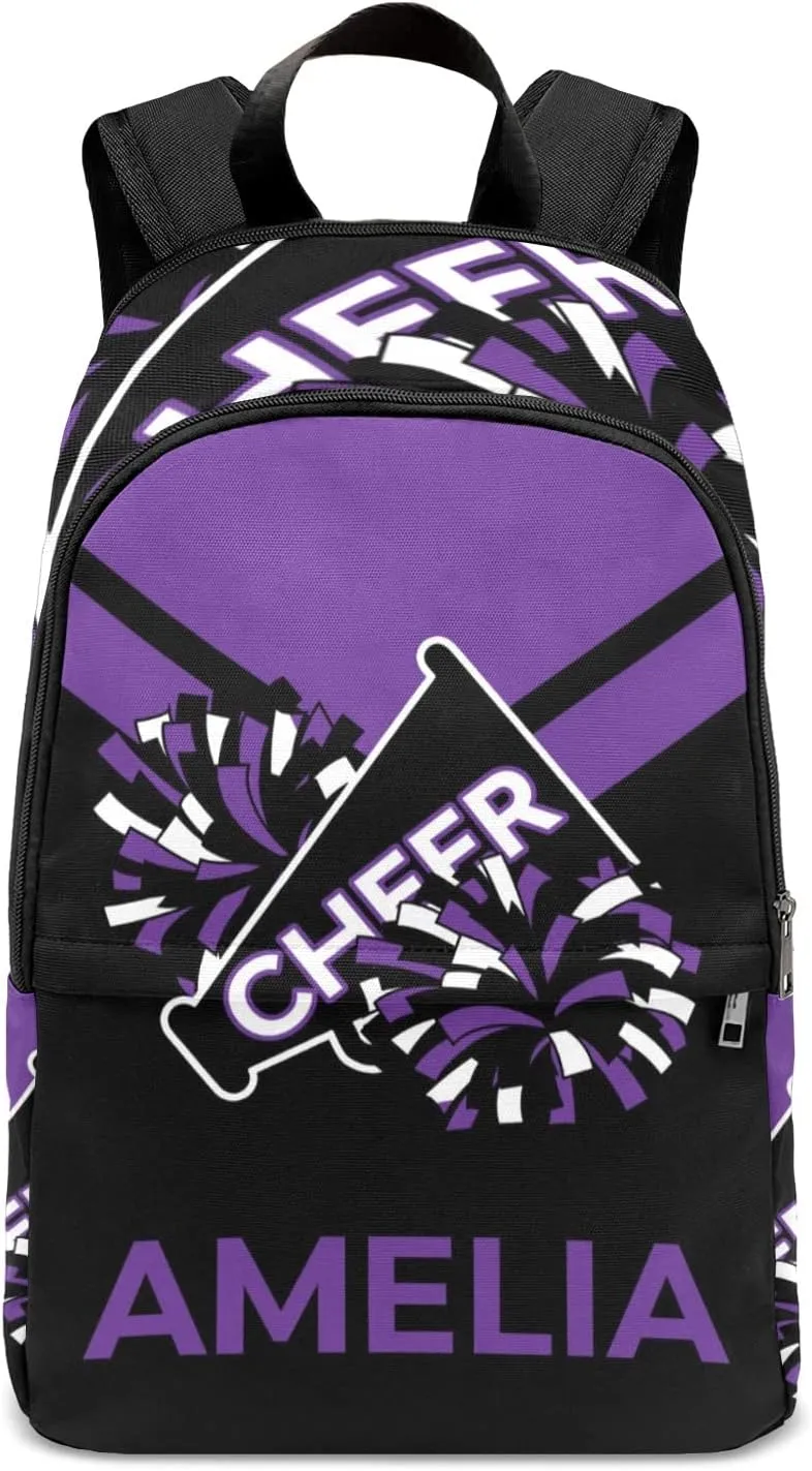 Cheerleader Purple Personalized Backpack for Teen Boys Girls,Custom Travel Backpack Bookbag Casual Bag Name Gift