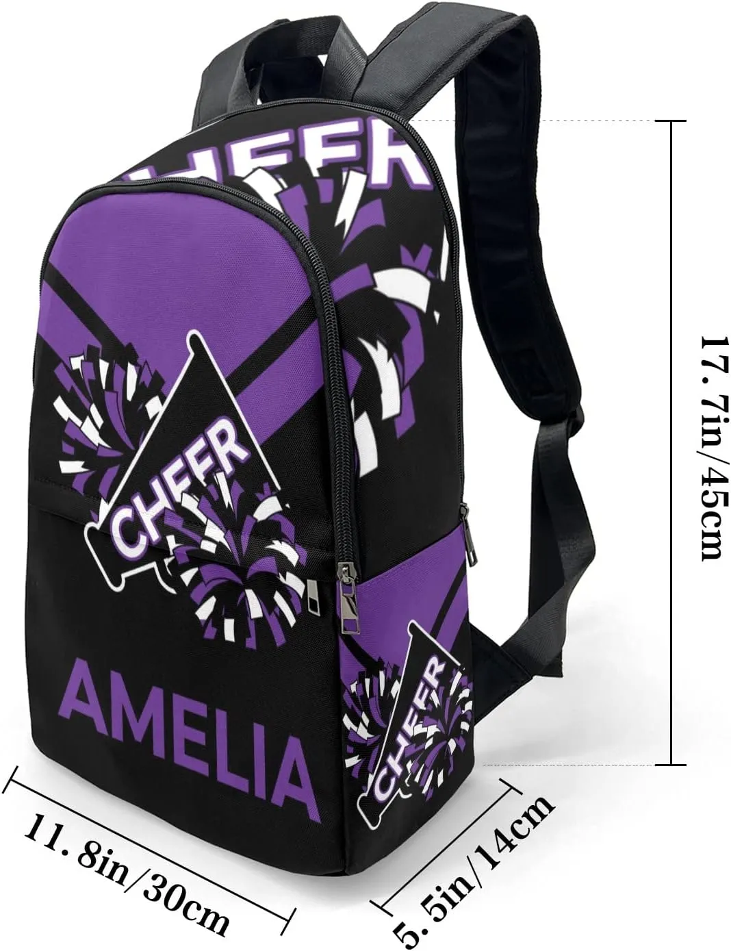 Cheerleader Purple Personalized Backpack for Teen Boys Girls,Custom Travel Backpack Bookbag Casual Bag Name Gift